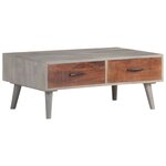 vidaXL Table basse Gris 100x60x40 cm Bois massif de manguier brut