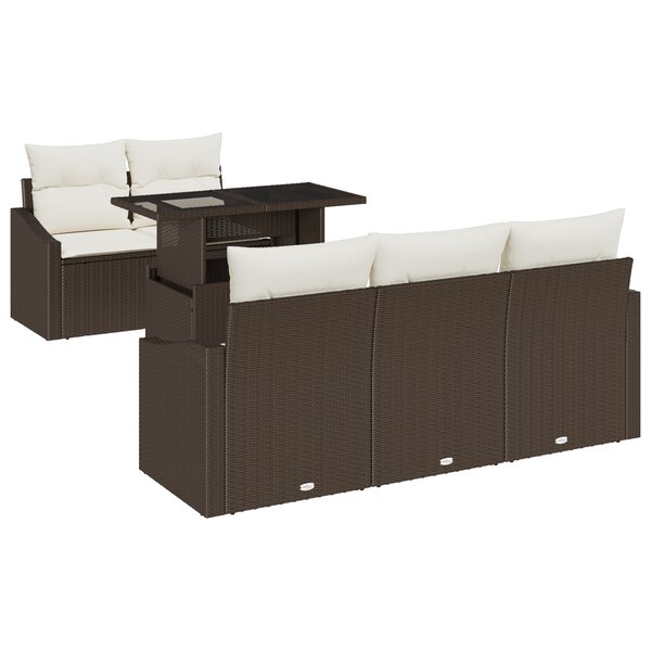 vidaXL Ensemble de 6 canapés de jardin avec coussins en Rattan marron poly