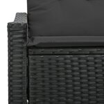 Canapé de jardin 2 places vidaXL avec coussins en poly rotin noir