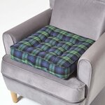Coussin d'assise rehausseur en coton à carreaux écossais Bleu  50 x 50 x 10 cm - HOMESCAPES