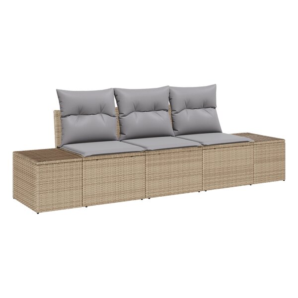vidaXL Ensemble de Canapés de Jardin 3 Pièces avec Coussins Beige Rotin Poly