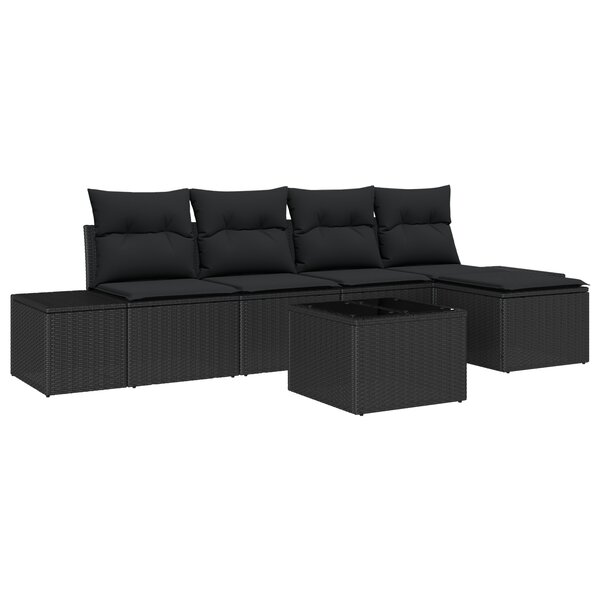 vidaXL Ensemble de Canapés de Jardin 6 Pièces avec Coussins Beige Poly Rattan