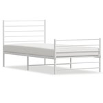 vidaXL Cadre de lit métal sans matelas et pied de lit blanc 100x190 cm