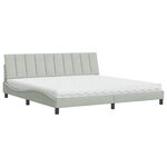 vidaXL Lit avec matelas gris clair 200x200 cm velours
