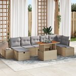 vidaXL Ensemble de salle à manger de jardin de 8 pièces avec coussins Beige Rotin Poly Acacia