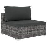 vidaXL Salon de jardin 5 Pièces avec coussins résine tressée gris