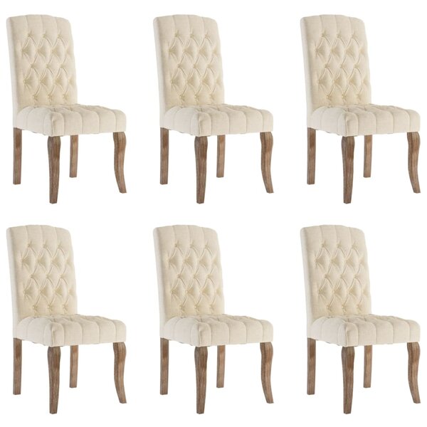 vidaXL Chaises à manger lot de 6 beige tissu à l'aspect de lin