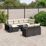 vidaXL Salon de jardin 11 Pièces avec coussins noir résine tressée