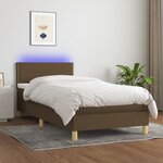 vidaXL Sommier à lattes de lit et matelas et LED Marron foncé 90x190cm