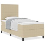 vidaXL Lit avec Sommier avec Matelas Beige Clair 100x200 cm Tissu en Velours Côtelé