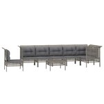 Salon de jardin meuble d'extérieur ensemble de mobilier 8 pièces avec coussins gris résine tressée 02_0017630