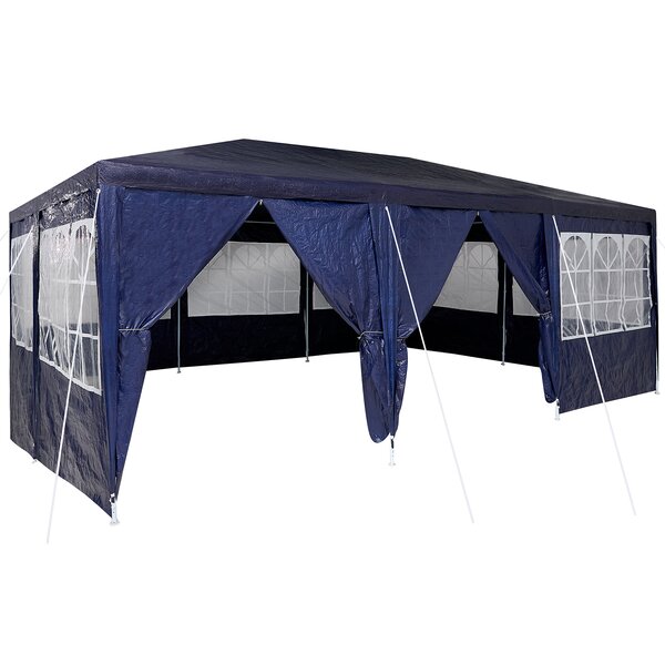 vidaXL Tente de fête avec 10 murs latéraux bleus de 6x4 m en PE