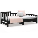 vidaXL Lit coulissant sans matelas noir bois de pin massif