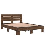 vidaXL Cadre de lit chêne marron 120x190 cm bois d'ingénierie et métal