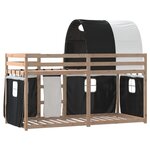 vidaXL Lit superposé avec rideaux blanc/noir 90x200 cm bois pin massif