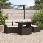 vidaXL Ensemble de canapé de jardin 6 pièces avec coussins Marron Poly Rotin