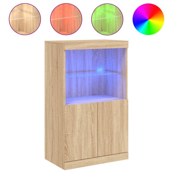 vidaXL Buffet avec lumières LED chêne sonoma 60 5x37x100 cm