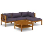 Salon de jardin meuble d'extérieur ensemble de mobilier 5 pièces avec coussin bois d'acacia solide 02_0016286