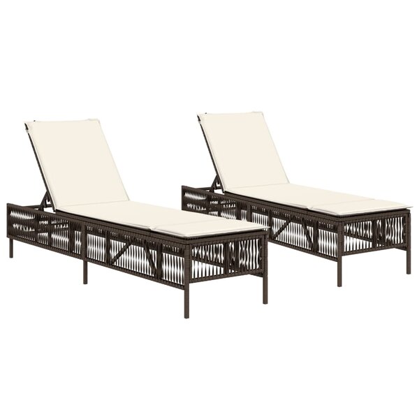 vidaXL Chaises longues avec coussins lot de 2 marron résine tressée