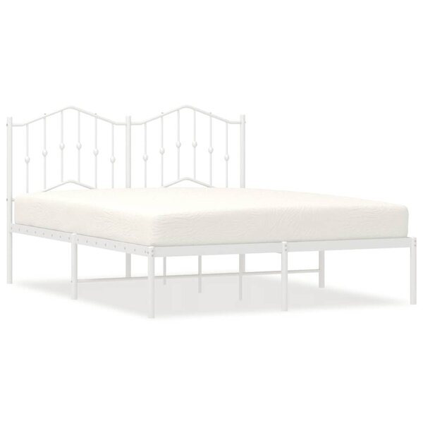 vidaXL Cadre de lit métal sans matelas et tête de lit blanc 135x190 cm