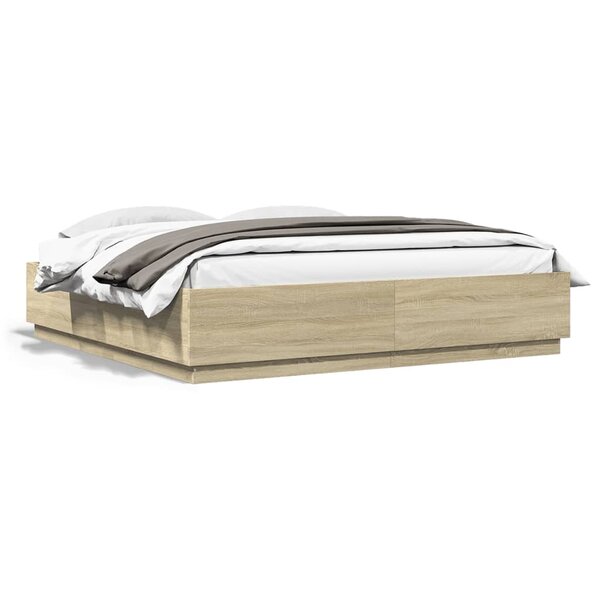vidaXL Cadre de lit sans matelas chêne sonoma 200x200 cm