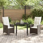 vidaXL Ensemble de Salle à Manger de Jardin 3 pièces avec Coussin Marron Poly Rattan
