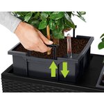 LECHUZA Jardinière TRIO Stone 30 ALL-IN-ONE Noir graphite