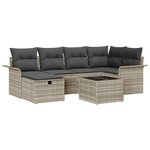 vidaXL Set de canapé de jardin 7 pièces avec coussins en rotin synthétique gris clair