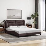 vidaXL Cadre de lit avec LED sans matelas marron foncé 160x200cm tissu