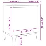vidaXL Tables de chevet avec pieds en métal chêne fumé 40x30x50 cm