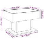 vidaXL Table basse avec LED chêne marron 70x50x45 cm bois d'ingénierie