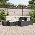 vidaXL Ensemble de canapés de jardin 7 pièces avec coussins en rotin poly noir