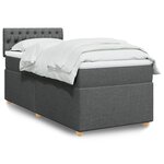 vidaXL Sommier à lattes de lit avec matelas gris foncé simple tissu
