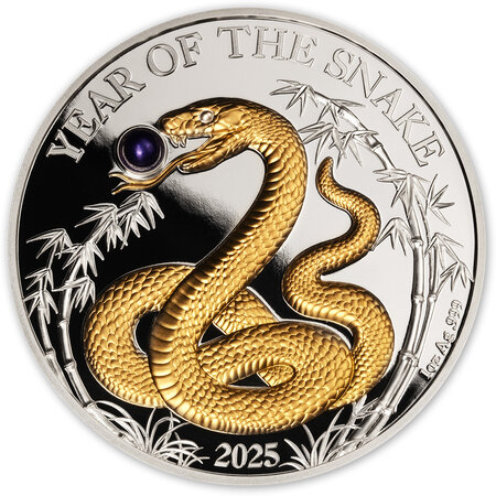 Pièce de monnaie en Argent 20 Vatu g 31.1 (1 oz) Millésime 2025 Pearl Lunar Year SNAKE