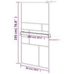 vidaXL Paroi de douche avec étagère Noir 100x195cm Verre ESG&Aluminium