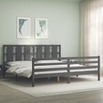 vidaXL Cadre de lit sans matelas gris 200x200 cm bois massif