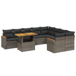 vidaXL Salon de jardin avec coussins 10 Pièces gris résine tressée