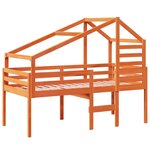 vidaXL Lit haut avec toit cire marron 90x190 cm bois de pin massif