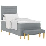vidaXL Lit à ressorts avec matelas et banc Gris clair 90x200 cm Tissu