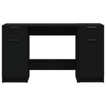 Bureau table poste de travail meuble d'ordinateur informatique étude avec armoire latérale bois d'ingénierie noir 02_0023396