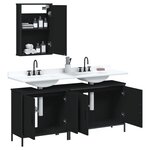 vidaXL Ensemble de meubles salle de bain 3 Pièces noir bois d'ingénierie