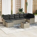 Ensemble de Canapés de Jardin de 8 pièces avec Coussins Gris en Poly Rattan