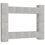 vidaXL Ensemble de meubles TV 8 Pièces Gris béton Bois d'ingénierie