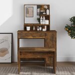 vidaXL Coiffeuse avec miroir Chêne fumé 86 5x35x136 cm