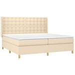 vidaXL Sommier à lattes de lit matelas et LED Crème 200x200 cm Tissu