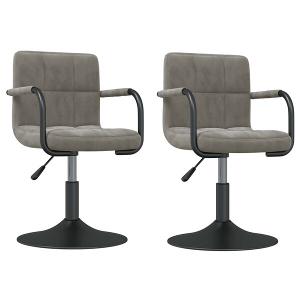 vidaXL Chaises pivotantes à manger lot de 2 gris clair velours