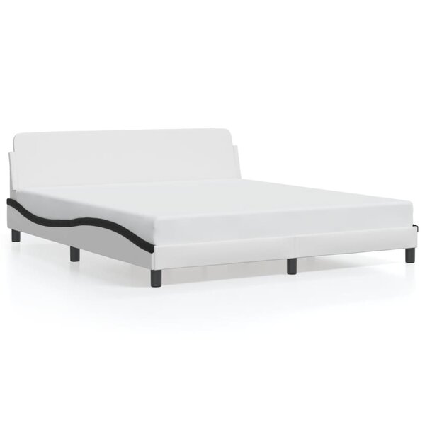 vidaXL Cadre de lit sans matelas blanc et noir 180x200 cm similicuir