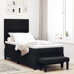 vidaXL Lit à ressort avec matelas et banc noir 90x190 cm Tissu