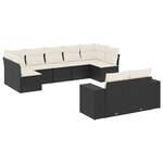 vidaXL Salon de jardin 9 Pièces avec coussins noir résine tressée