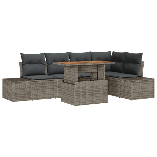 vidaXL Ensemble de canapé de jardin 6 pièces avec coussins gris en poly rotin